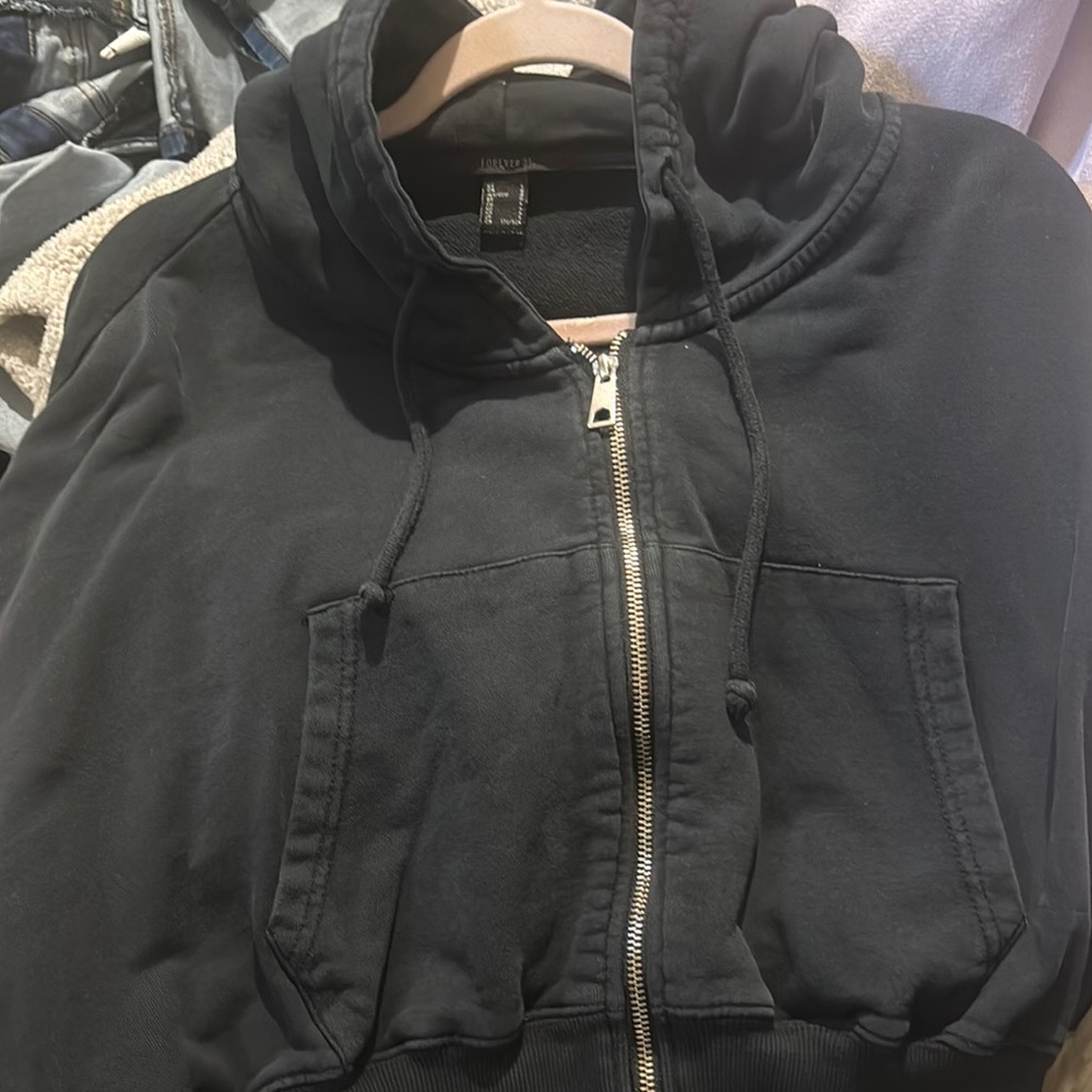 Forever 21 Black Hoodie Jacket